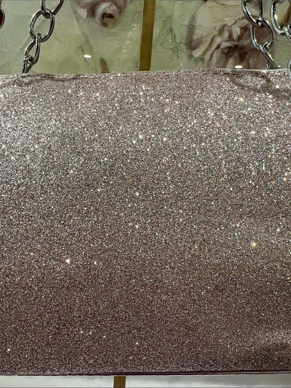 Silver-Pink Glitter Wine Bottle Carrier Bag - Picture 2 of 6